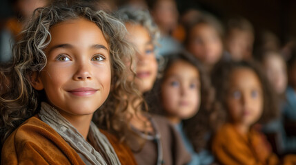 Fototapeta premium Parents and children attending a school play.