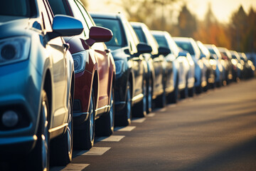 Cars in a row. Car sales 