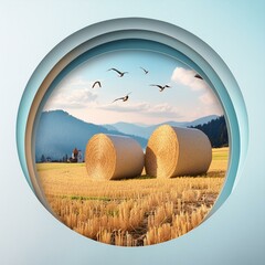 hay bales in a field