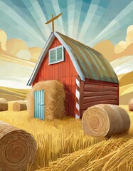 barn and hay bales
