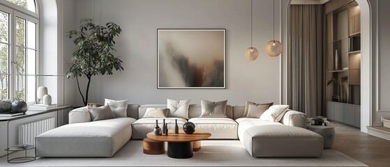 A Room In A Minimalist Style. Illustration On The Theme Of Recreation, Tourism, Architecture And Interiors. Generative AI