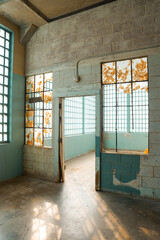Inside of abandoned Alcatraz prison, San Francisco, California