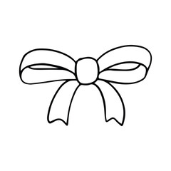 Hand drawn bows doodle element. pen pencil drawing sketches of decorative birthday holiday ribbons isolated on white background. Illustration of wedding celebration decoration symbol.