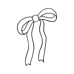 Hand drawn bows doodle element. pen pencil drawing sketches of decorative birthday holiday ribbons isolated on white background. Illustration of wedding celebration decoration symbol.