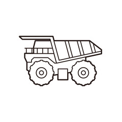 Dump truck icon with outline. Simple and minimalistic truck icon. 
