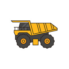 Dump truck icon with outline. Simple and minimalistic truck icon. 