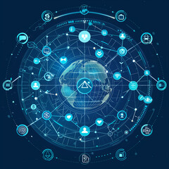 Obraz premium image that captures the essence of the Bluesky platform, a new, open-source social media network that emphasizes decentralization and user control. 