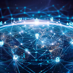 Fototapeta premium image that captures the essence of the Bluesky platform, a new, open-source social media network that emphasizes decentralization and user control. 