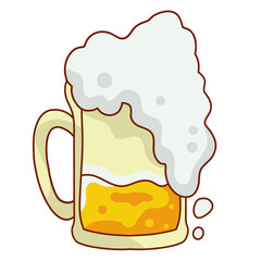 Beer Mugs Illustration with Cartoon Style. Isolated on White Background.