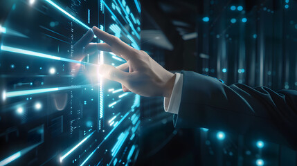 Digital Data Center with Technology Background and Code