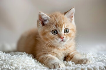 Obraz premium Kitten with purebred golden British short hair, Generative AI.