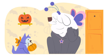 Dogs are going for Halloween candy hunt