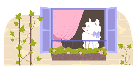 Dog resting on a windowsil