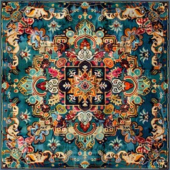 Part of Old Red Persian Carpet Texture, abstract ornament. Generative AI