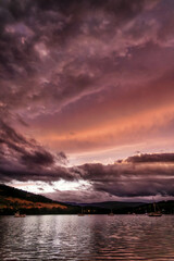 Fototapeta premium Sunset at Port Huon, Tasmania, Australia