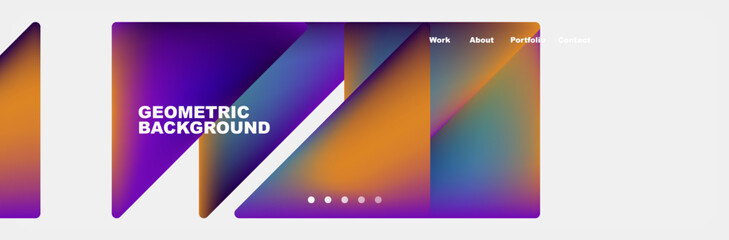 Colorful fluid gradient triangles and squares web site template. Vector Illustration For Wallpaper, Banner, Background, Card, Book Illustration, landing page