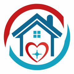 Human Heart Home Care Logo Design Icon vector art Illustration.