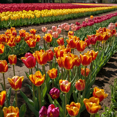 Tulip in the filed and beautiful