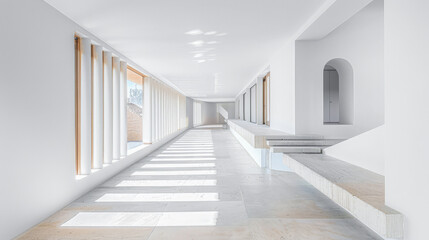 Fototapeta premium Minimalist interior design composition with minimal furniture and copyspace for text. Home decor concept image.