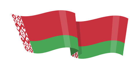 Vector illustration of wavy Belarus flag on transparent background