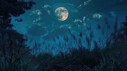 Fototapeta premium Nighttime full moon