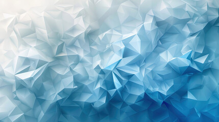 Obraz premium Abstract blue geometric background with a low poly pattern. Light gradient background with triangles and geometric shapes in white colors. Presentation, banner. Copy space area for text