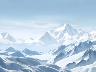 Fototapeta premium A mountain range covered in snow with a clear blue sky in the background