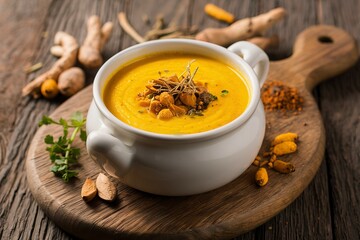 Healthy curcuma cream soup