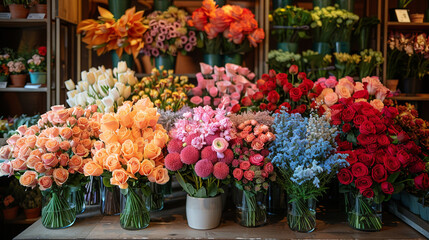 Beautiful different type of big vas in shop with amazing fresh flowers do mesemerized to clients-4