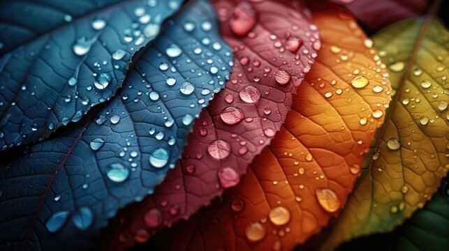Colourful nature leaves with waterdrop HD wallpaper AMOLED Vibrant colour 