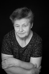 Old aged pensioner portrait in black and white 