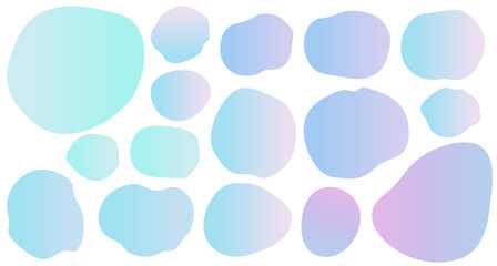 カラフルな液体シェイプのフレームイラストセット　ふわふわ　グラデーション 抽象的	