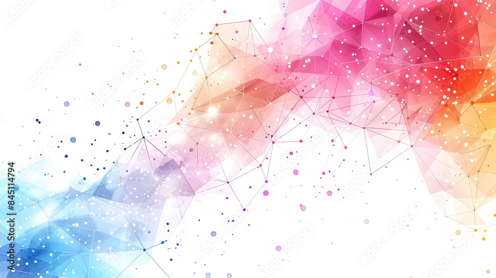 Poster abstract background with colorful polygonal shapes and connected lines. abstract background with col