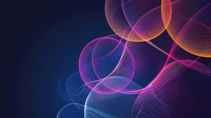 Obraz premium Technology background. Abstract background with colorful gradient lines and circles on dark blue color. Modern design for presentation, banner, cover or social media. Copy space area for text