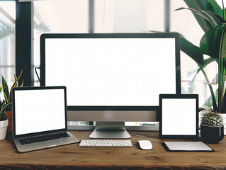 Fototapeta premium Blank digital devices screen mockup