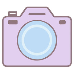 Icon design of photo camera, isolated, transparent background, travel concept, photography, snapshot sign, illustration element, gadget equipment, graphic resource, PNG