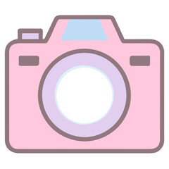 Icon design of photo camera, isolated, transparent background, travel concept, photography, snapshot sign, illustration element, gadget equipment, graphic resource, PNG