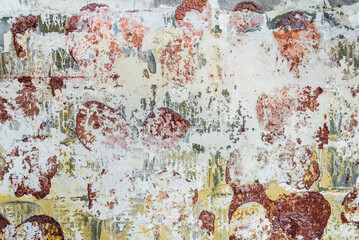 Texture Of An Old Dirty Broken Wall With Peeled Off Tiles