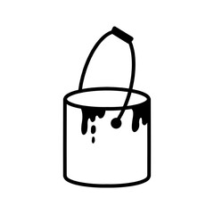 Paint for wall line icon. Bucket, jar, decor. Renovating concept. Vector illustration can be used for topics like decorating, home improvement, repair