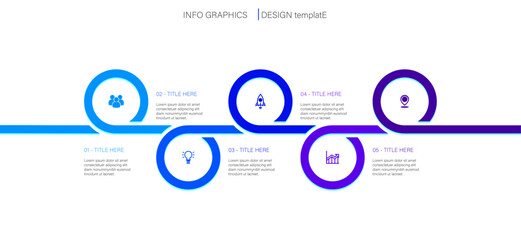 Strategy business success with 5 steps. Infographic process design circle format. Vector graphics