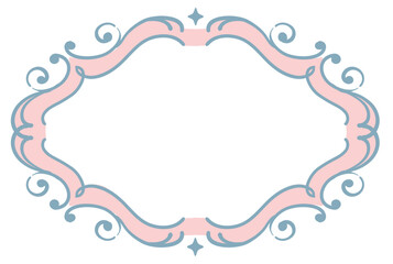 かわいいフレーム。ゆめかわ、ガーリーなパステルトーンのイラスト素材。ベクターイラスト素材。