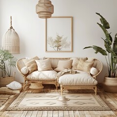 Scandi-Boho Living Room with Mock-Up Frame