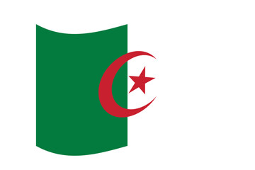 Vector illustration of wavy Algeria flag on transparent background