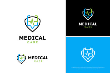 Vector minimalist medical services logo, health point logo design, healthcare logo design template