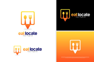 Vector food locate logo, restaurant logo design, food and drink logo design template