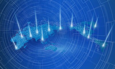 Abstract Airlines of the world map of airplane for logistic on Light out business  technology background Hitech communication concept innovation background, vector design