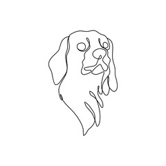 continuous line drawing of happy dog portrait. illustration for t-shirt, slogan design print graphics style