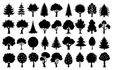 Fototapeta premium Icon set for garden symbol and tree silhouete for your apps