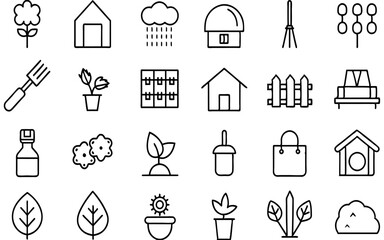 Icon set for garden symbol and tree silhouete for your apps