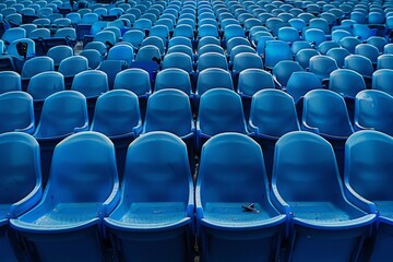Naklejka premium rows of blue seats in an empty stadium